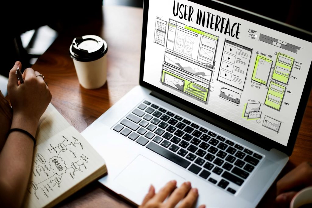 A laptop screen displaying a clean and intuitive user interface with vibrant colors and clear icons