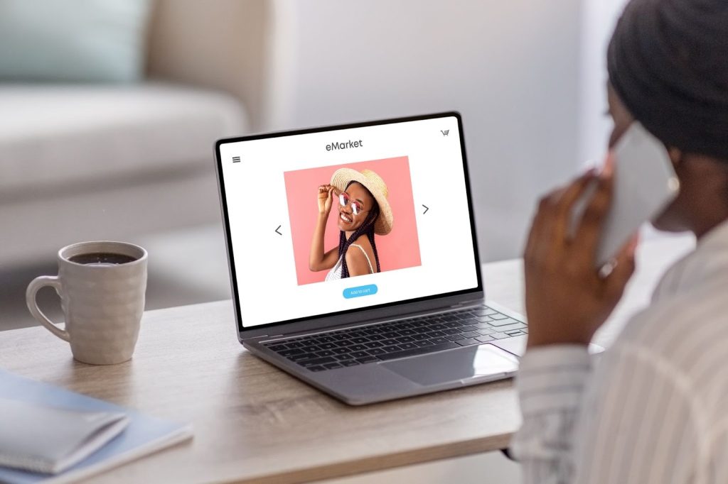A girl facing a laptop